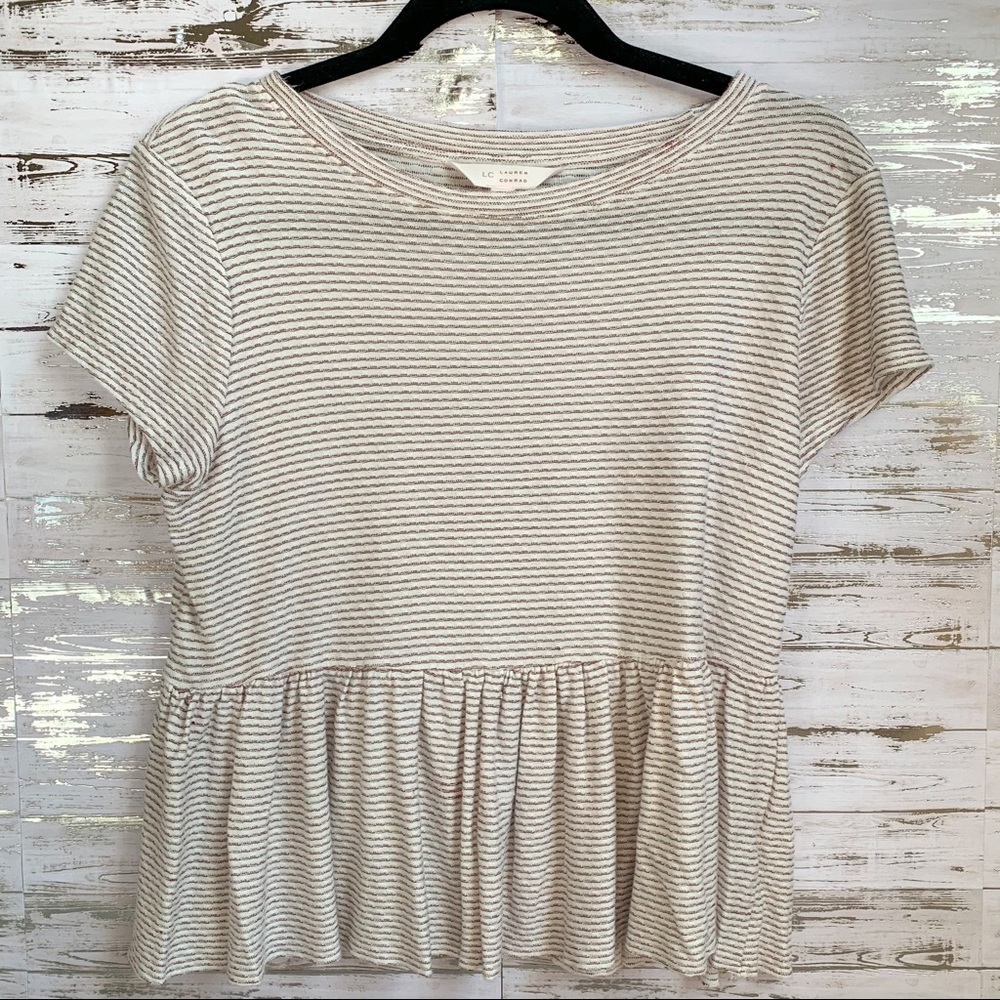 Lauren Conrad Striped Peplum Top